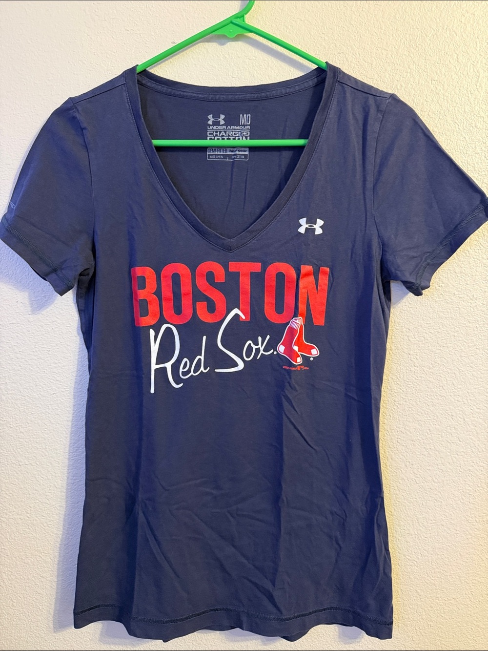 Under Armour Navy Boston Red Sox V-Neck Fan Tee